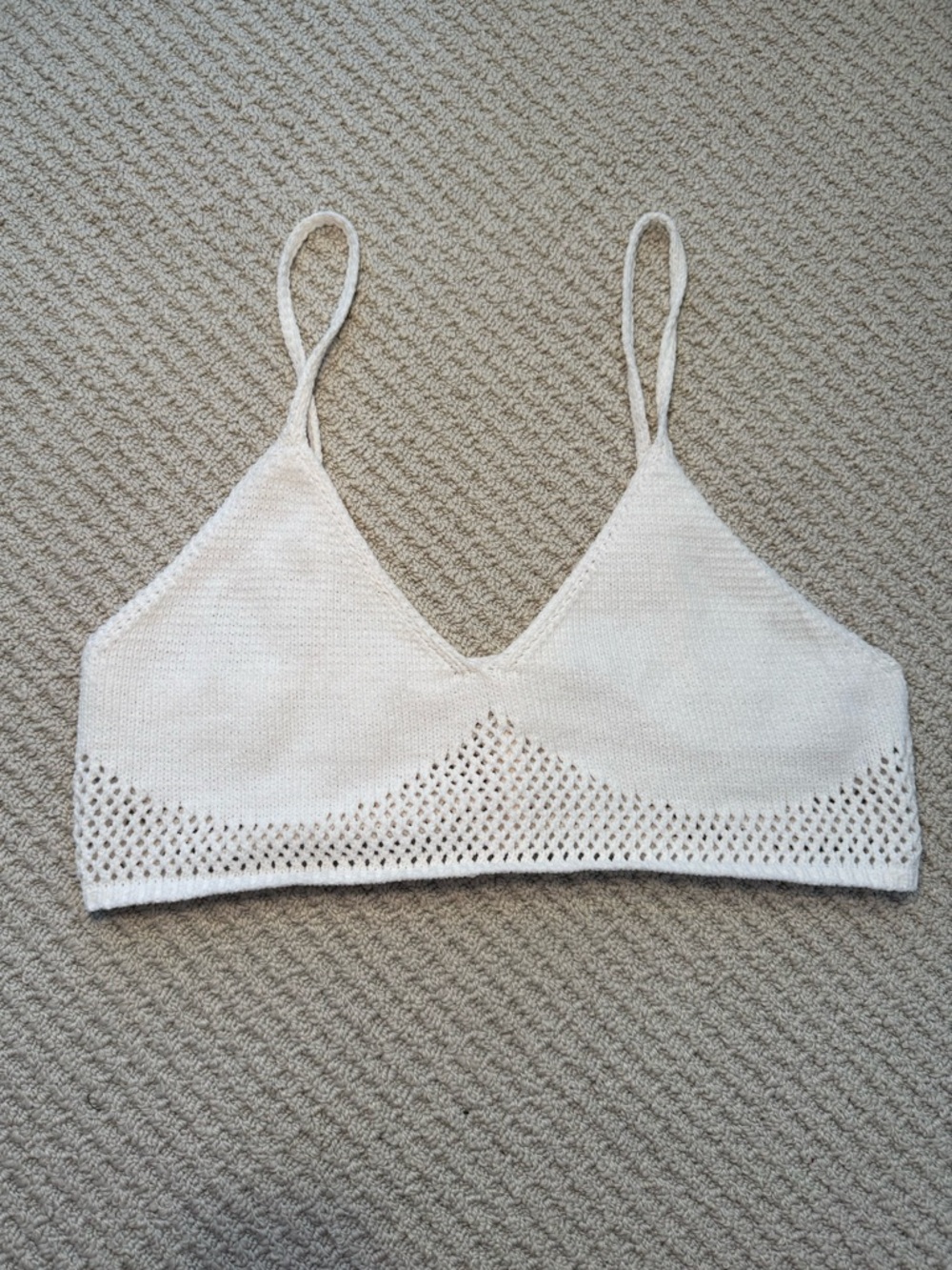 Cropped Knit Bralette in Ivory